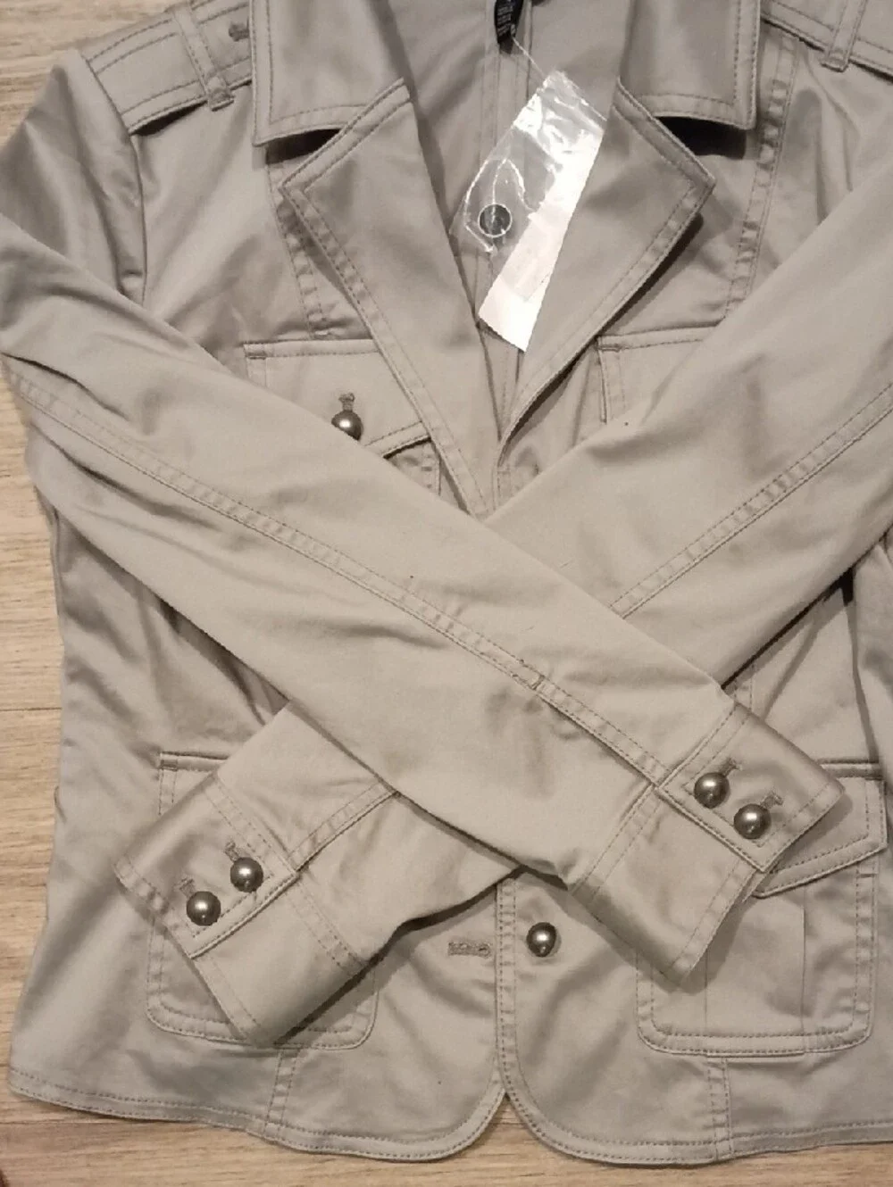 White House Black Market Light Gray Utility Jacket - Button Front